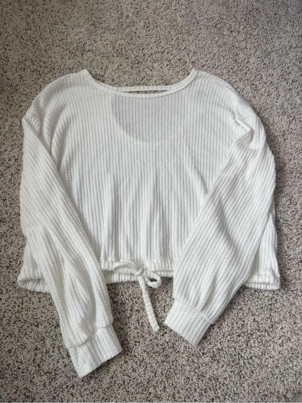 Hollister White Waffle Knit Sweater